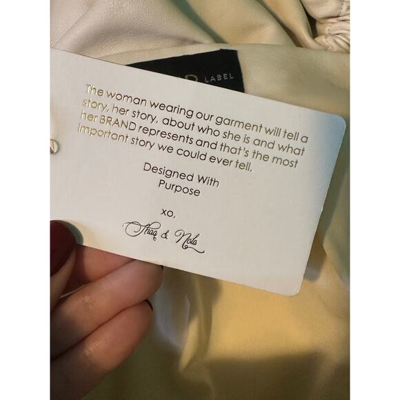 The Brand Label tan faux leather ruched midi skirt size small - Picture 7 of 16